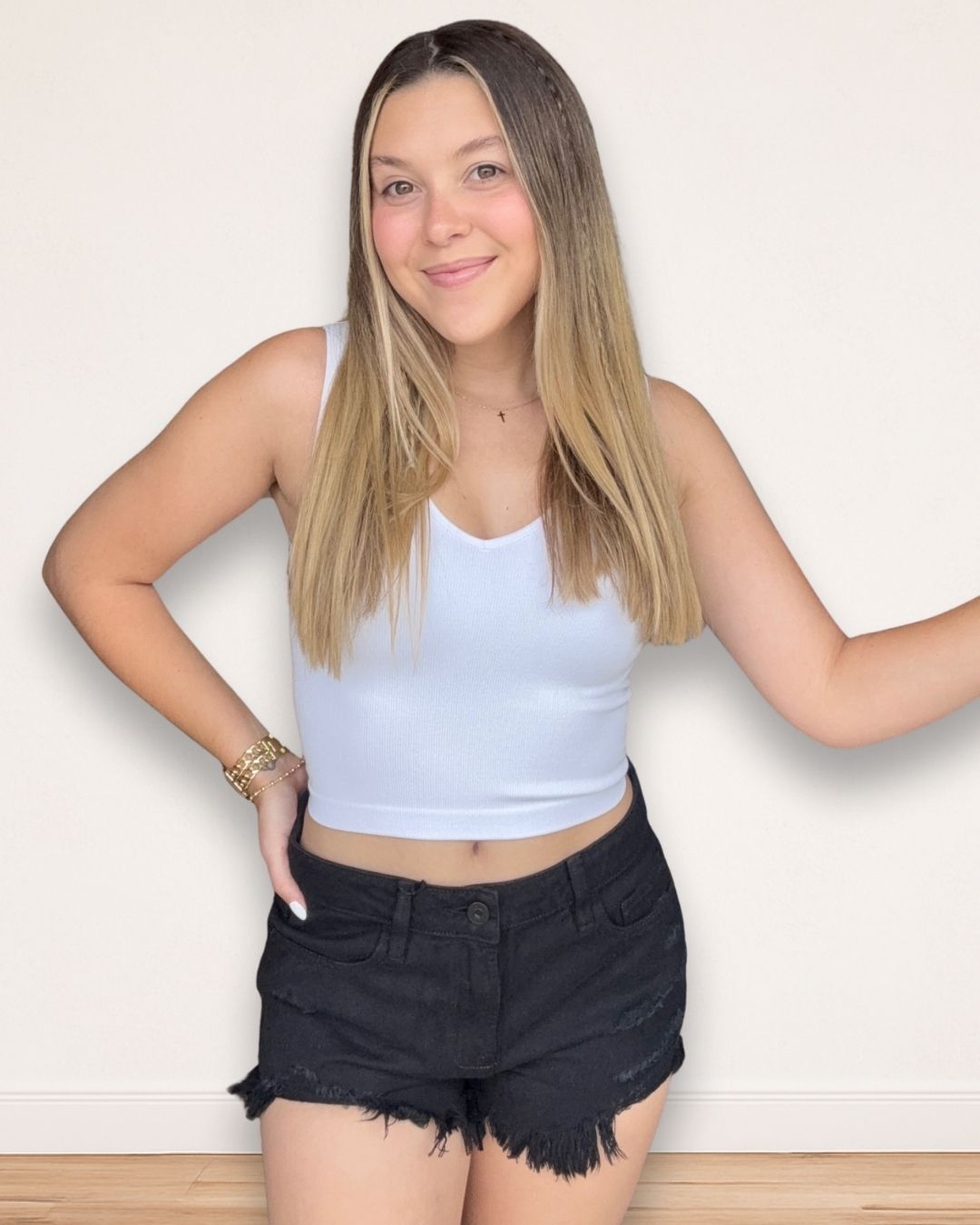 Night out Fray Shorts-Black