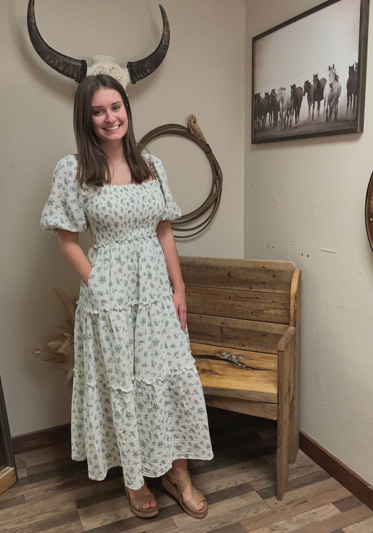 Frosted Petal Midi Dress