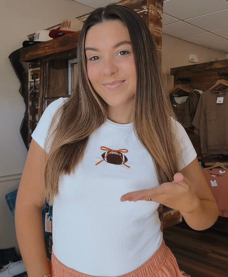 Football Bow Tee - Orange