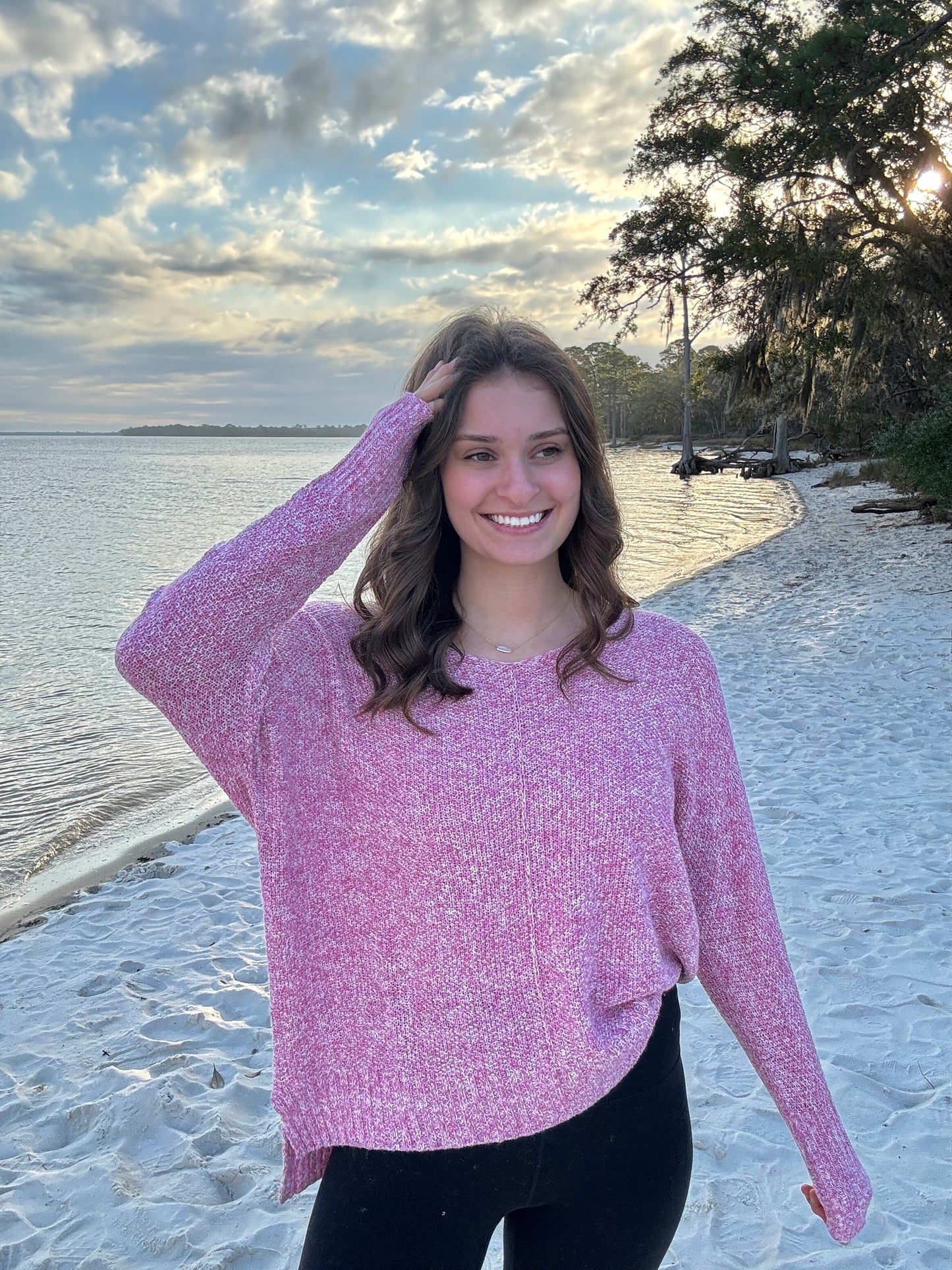 Coastal Breeze Knit Sweater - Pink