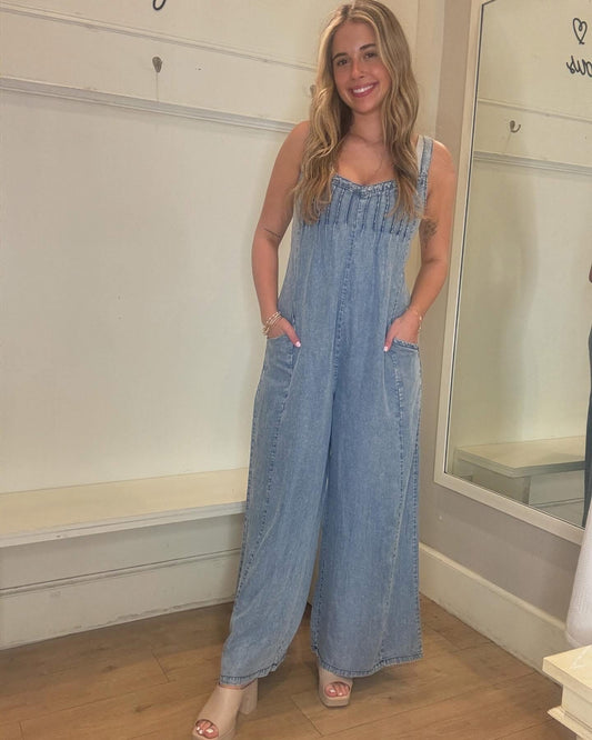 A Lesson Learned Denim Jumpsuit.