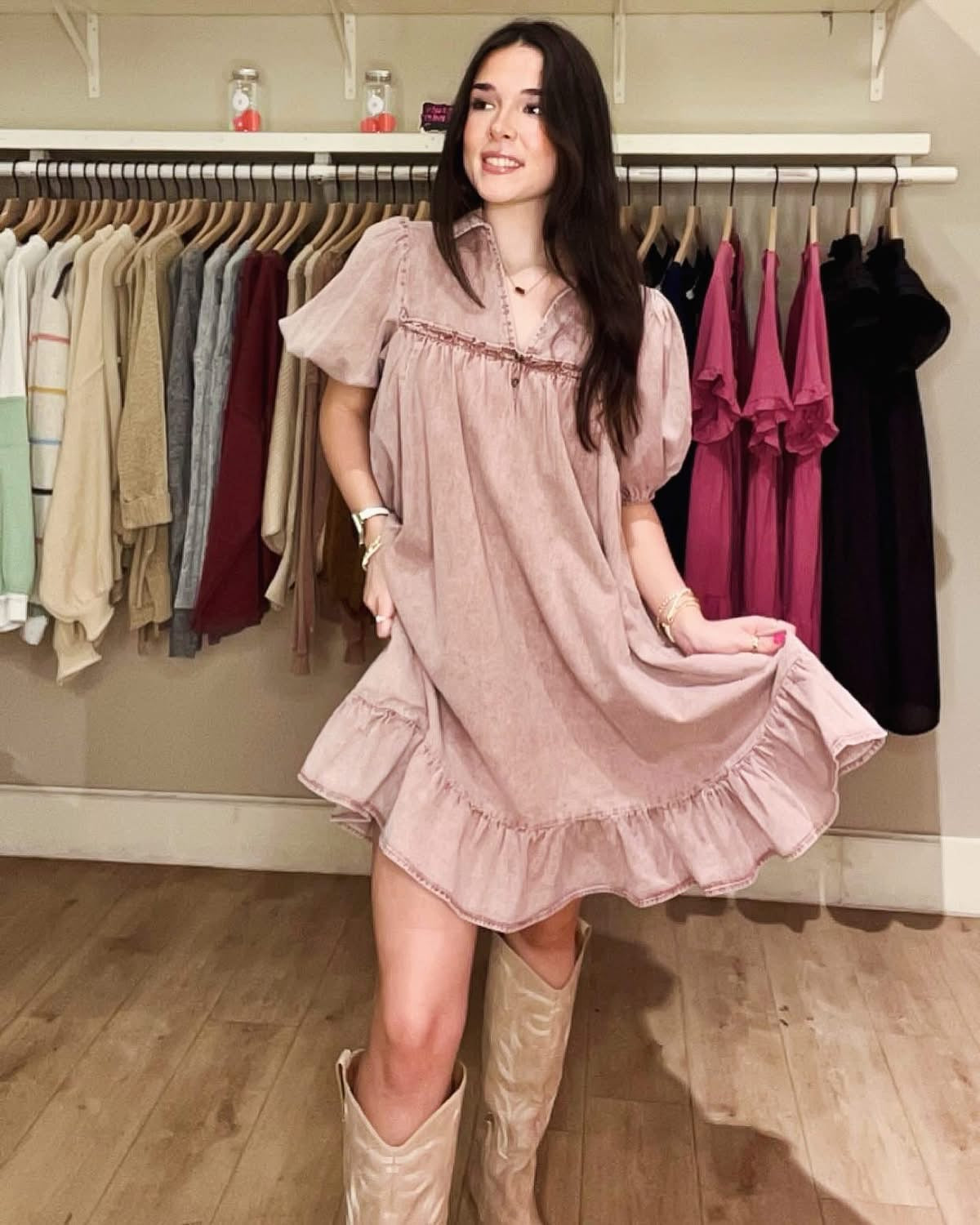 Dusty Rose Denim Dress