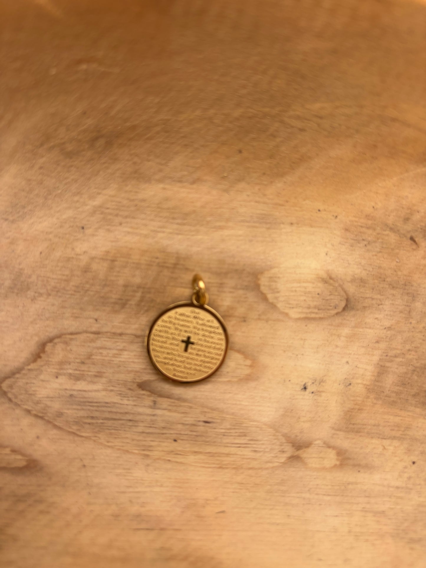 Gold Lords Prayer disk charm