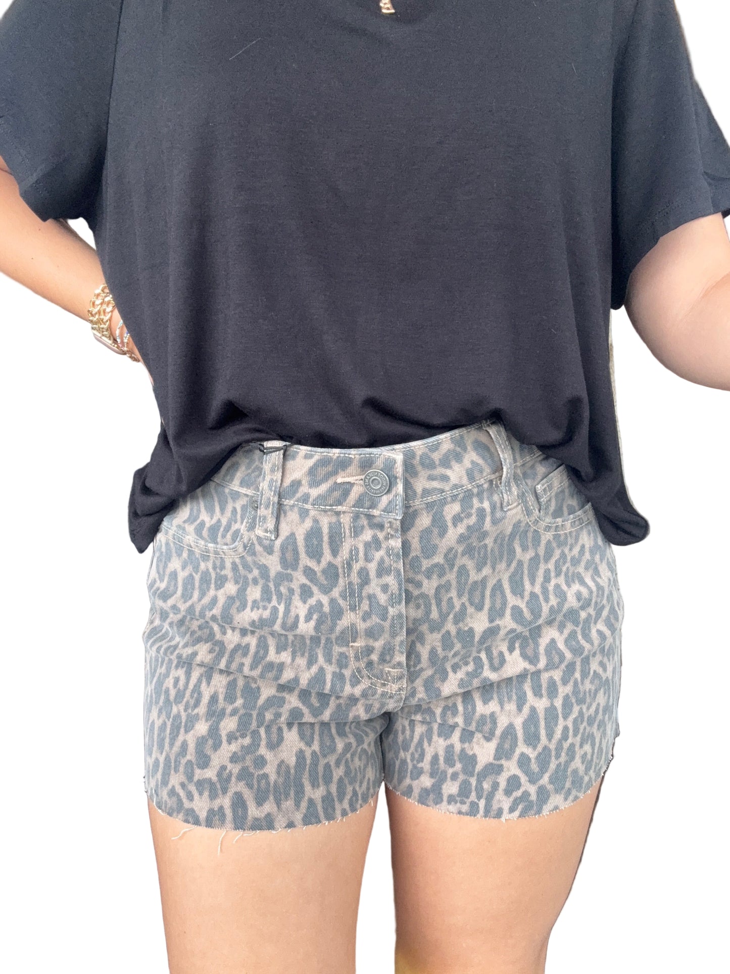 Leopard Denim Shorts
