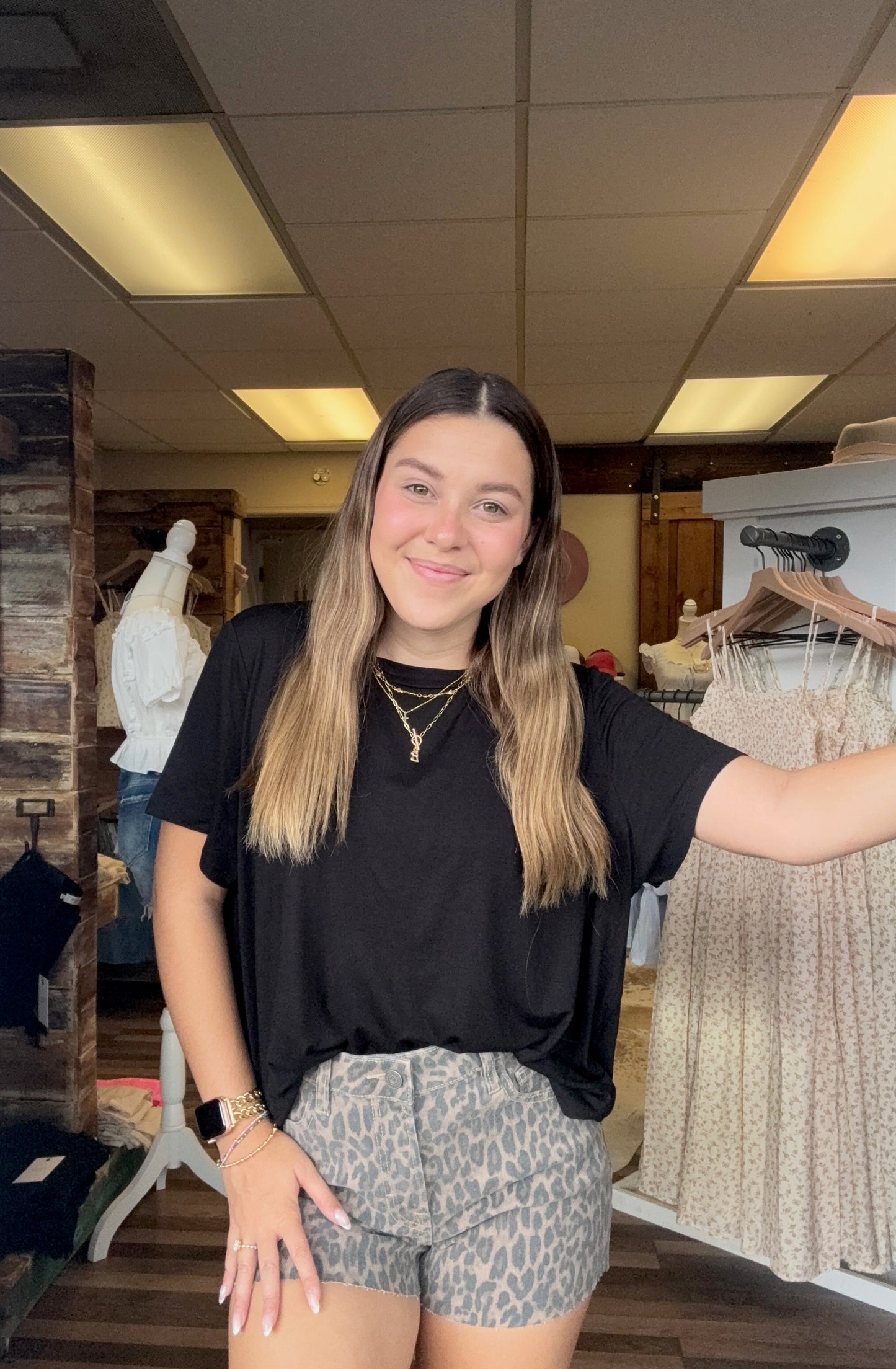 Leopard Denim Shorts