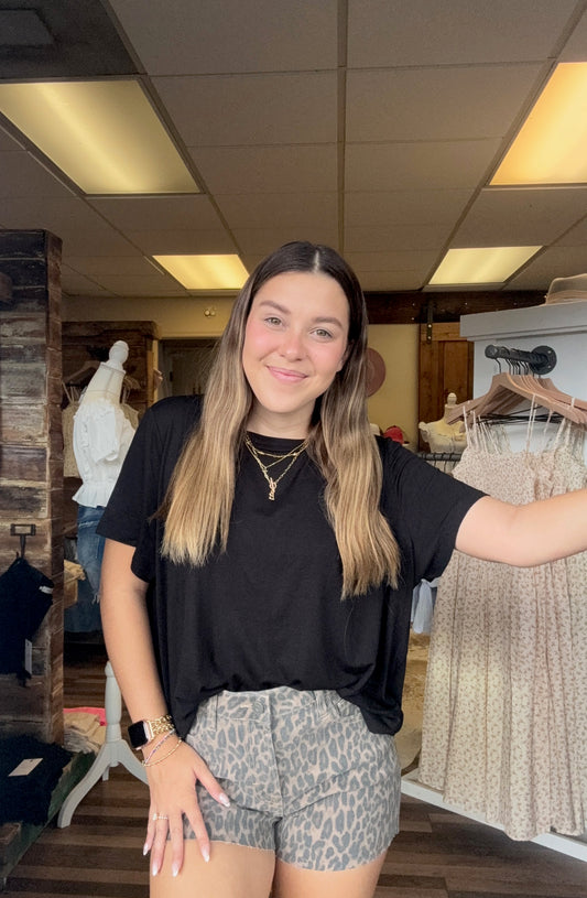 Leopard Denim Shorts