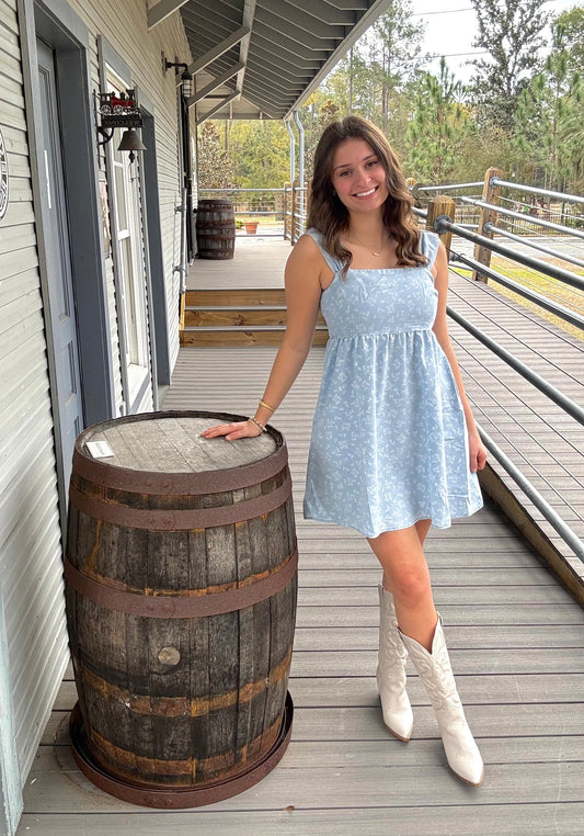 Willow and Vine Floral Denim Mini Dress