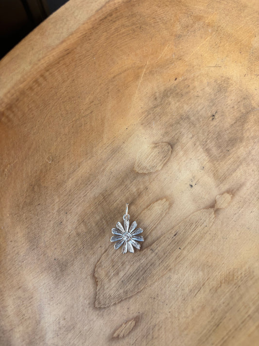 Silver Crystal Daisy Charm