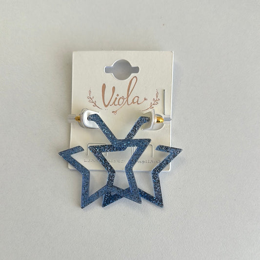 super star earrings blue