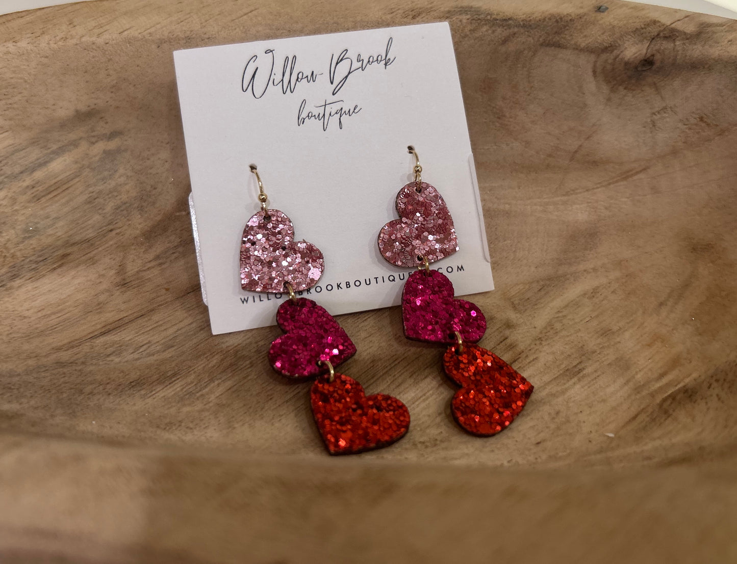 Glitter heart earrings