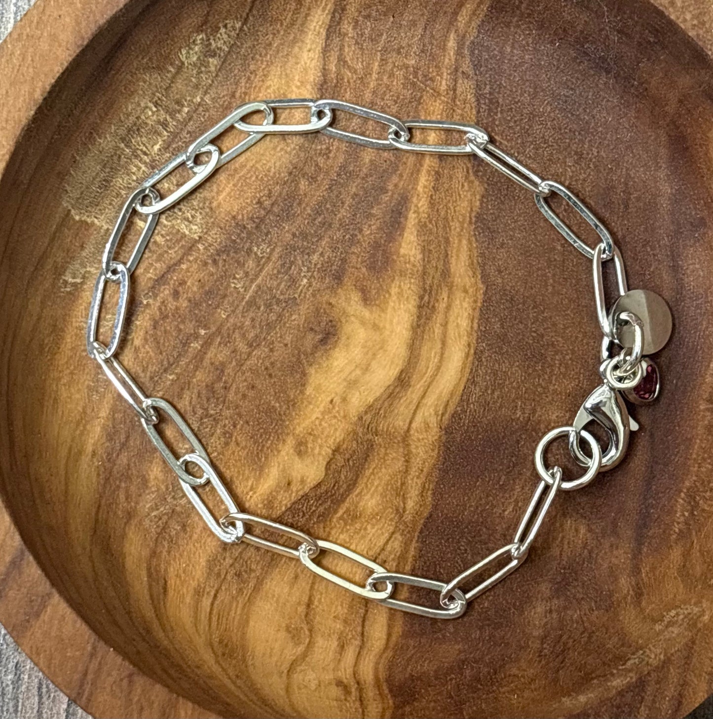 Silver chain Charm bar bracelet