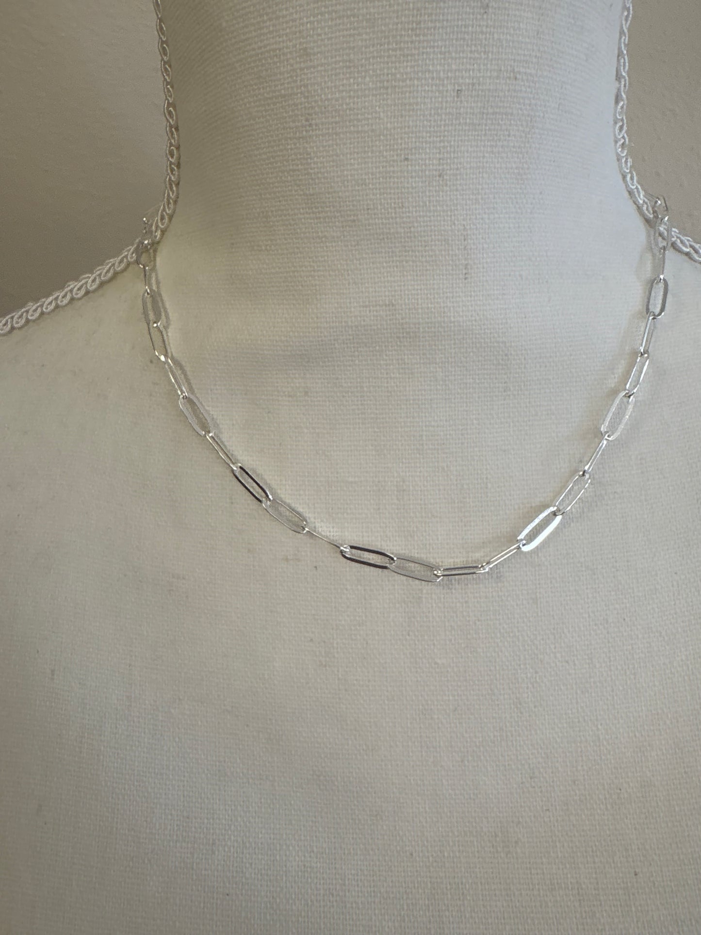 Silver chain necklace Charm bar
