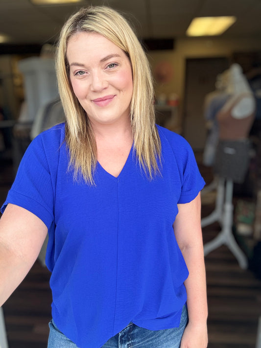 On Repeat V-Neck Top - Royal Blue