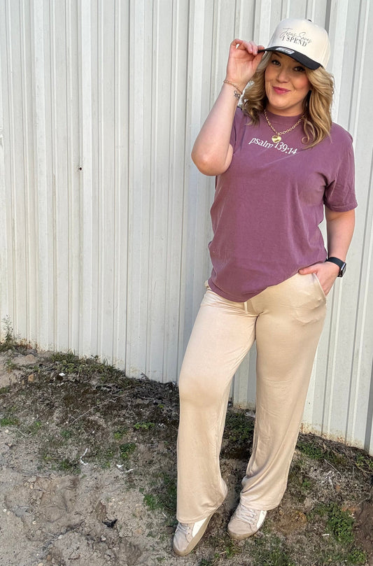 Mid-Rise Lounge Terry Pants- Natural