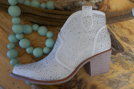White Ankle Studded Bootie