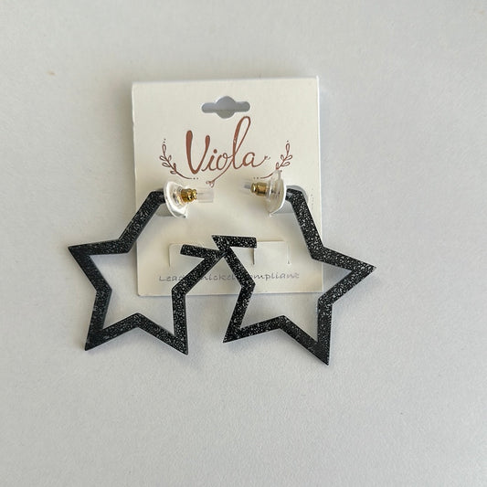 super star earrings black