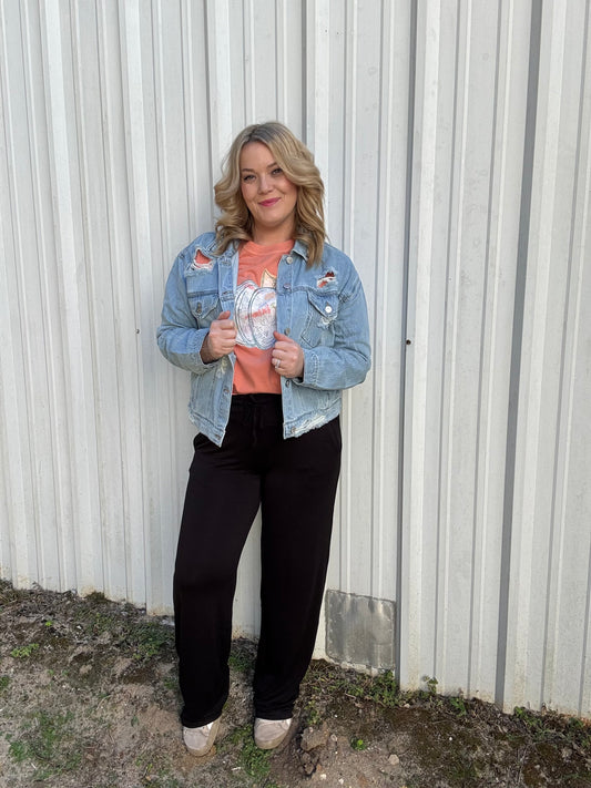 Mid-Rise Lounge Terry Pants- Black