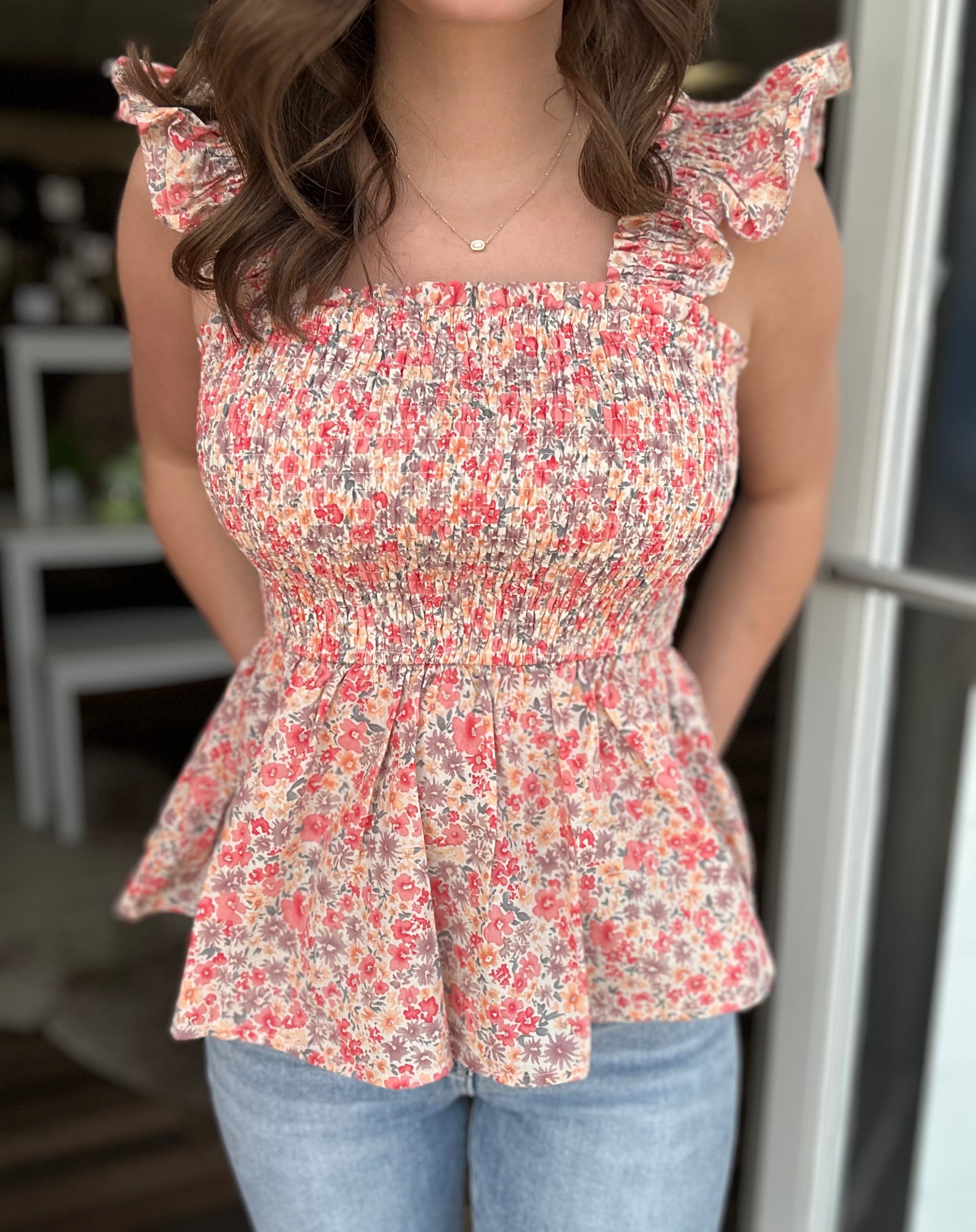 Sunkissed floral top - Coral.