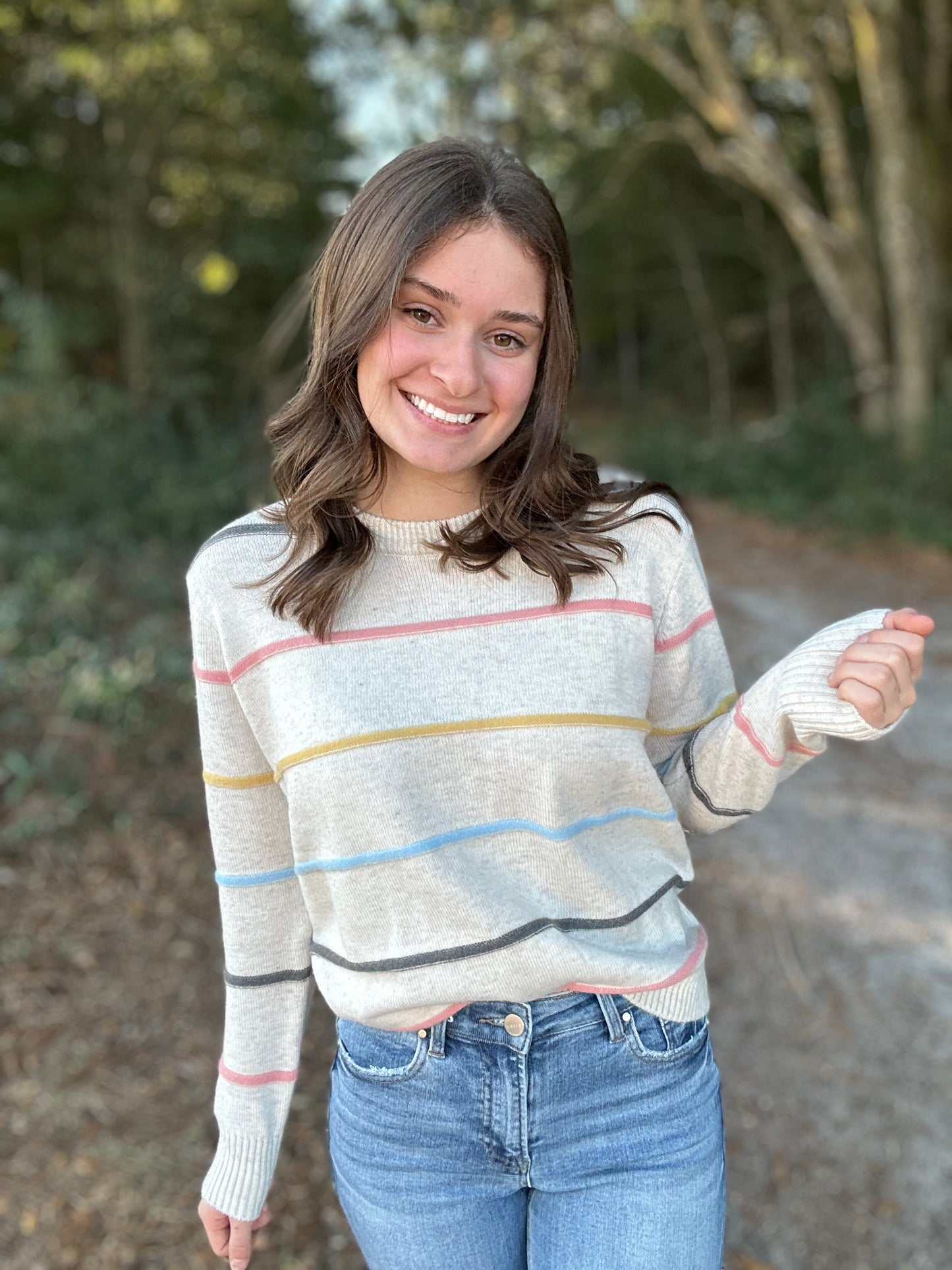 In Line Pastel Multi Stripe Sweater