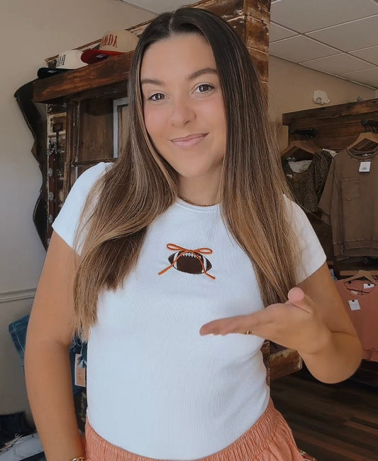 Football Bow Tee - Orange