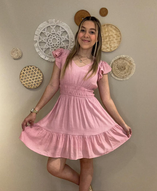 Springtime Mini Dress- Pink