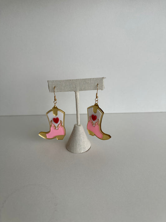 heart boot earrings