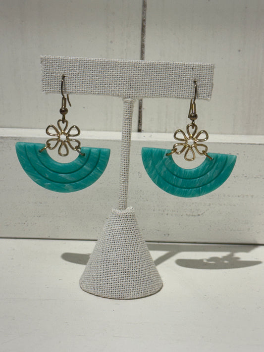 Flower half moon earrings