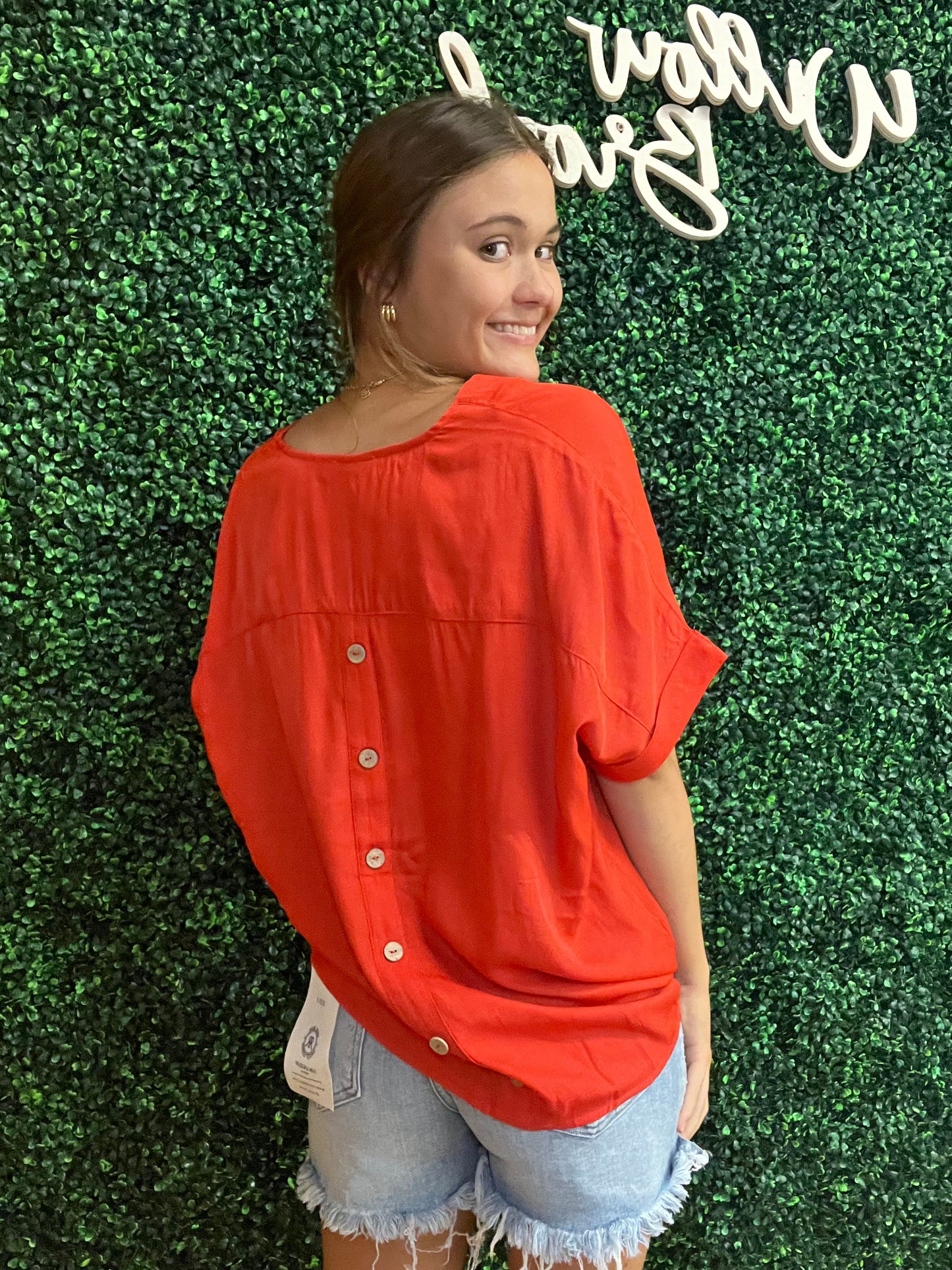 Sunset Button Back Top