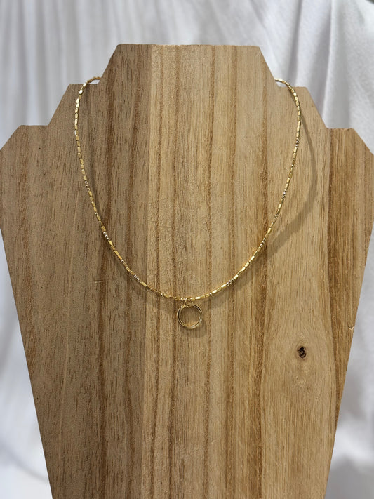 2mm Harbor Necklace with Circle of Friends Gold Filled Pendent - Gold - T