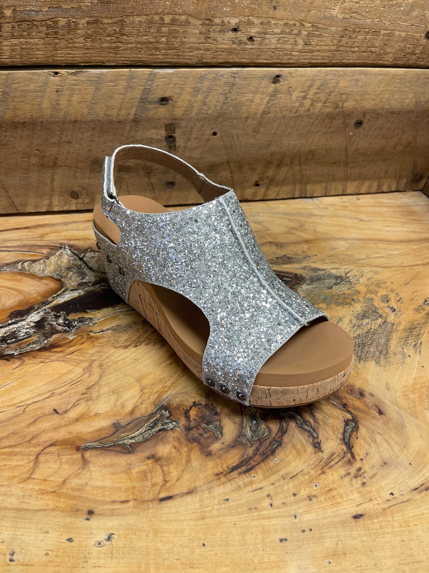 Silver Glitter Wedges