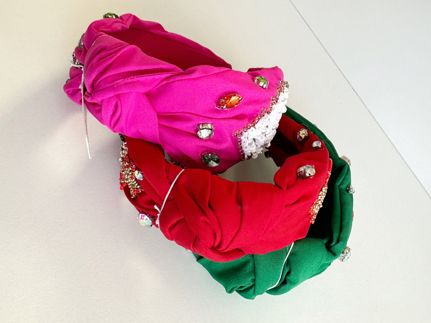 Jeweled Christmas tree headband pink